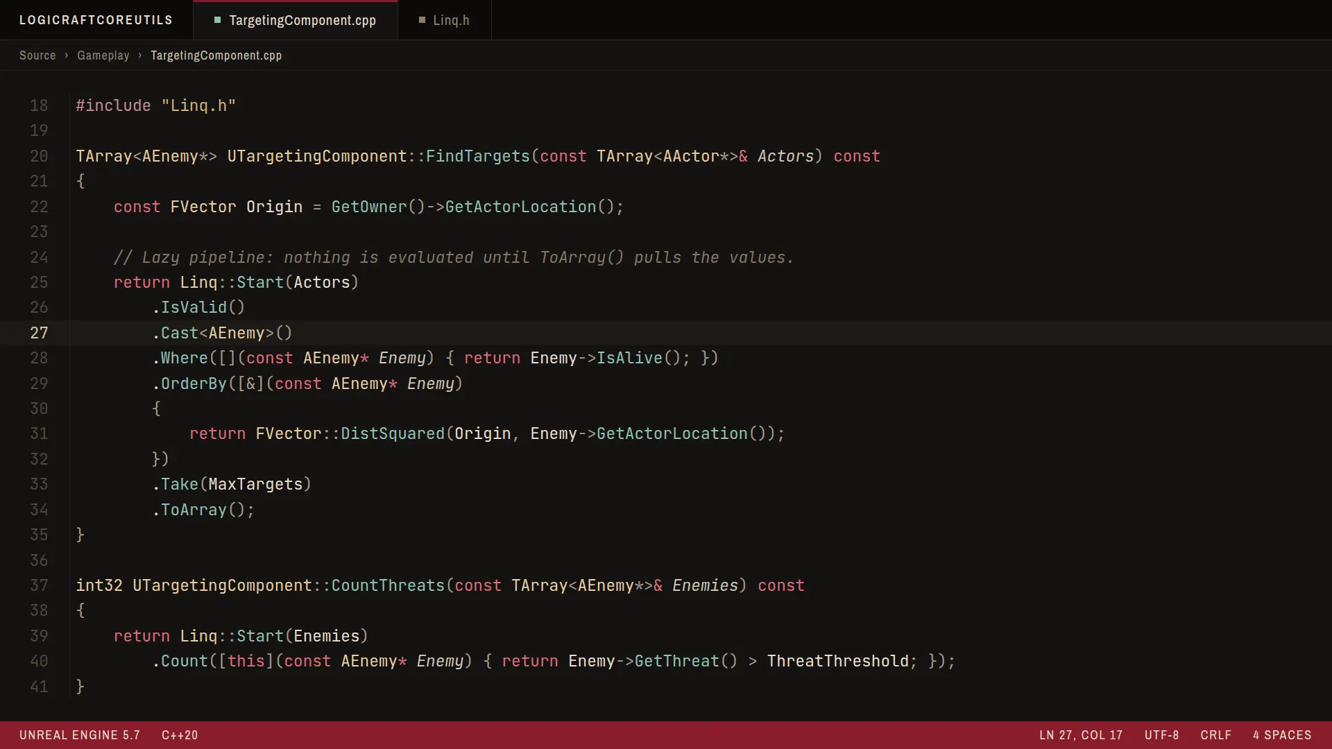 Linq: lazy Where / OrderBy / Take pipeline over actors
